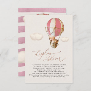 Pink Bear Balloon Display Shower Enclosure Card