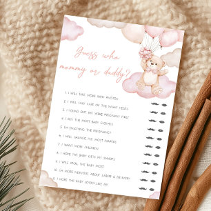 Pink Bear Balloon Guess Who Mommy or Daddy Game