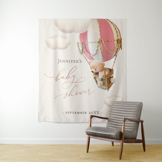 Pink Bear Balloons Tapestry (In Situ)