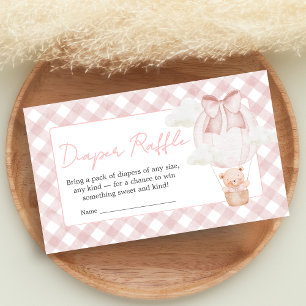 Pink Bear Bearly Wait Baby Shower Diaper Raffle Enclosure Card