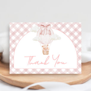 Pink Bear Bearly Wait Baby Shower Thank You Card