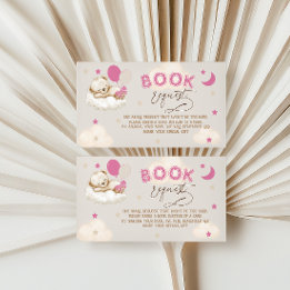Pink Bear Books For Baby Baby Shower Enclosure Card