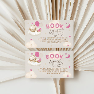Pink Bear Books For Baby Baby Shower Enclosure Card