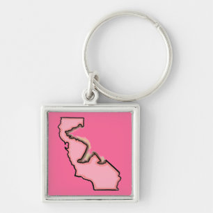 Pink bear California state symbol keychain