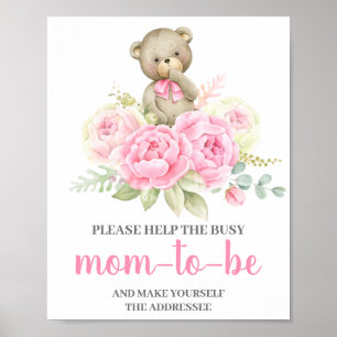 Pink Bear Help Mum the addressee sign