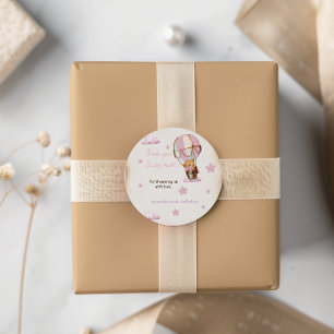 Pink Bear Hot Air Balloon Thank You Classic Round Sticker