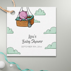 Pink Bear in Basket Girl Baby Shower Personalised  Favour Tags