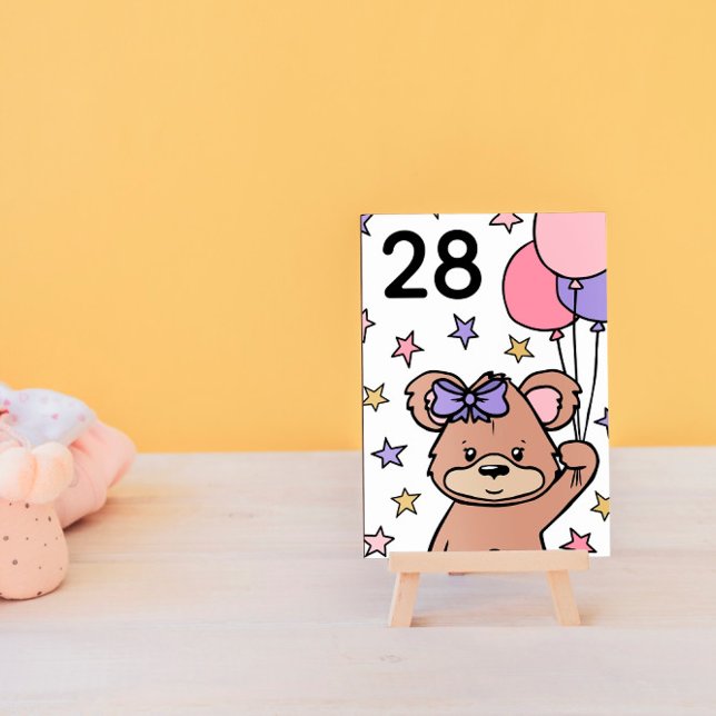 Pink Bear Themed Boy Baby Shower Table Number (Creator Uploaded)