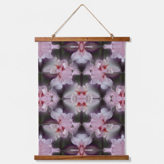 Pink Bearded Iris Flower Abstract    Hanging Tapestry (Front)