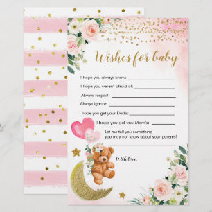 Pink Bearly Baby Shower Wishes For Baby