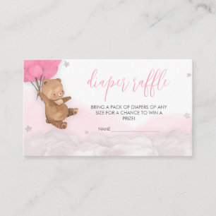 Pink Bearly Wait Baby Shower Diaper Raffle Enclosure Card