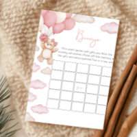 Pink Bearly Wait Balloon Baby Shower Bingo Game