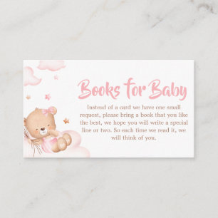 Pink Bearly Wait Clouds Baby Shower Books for Baby Enclosure Card