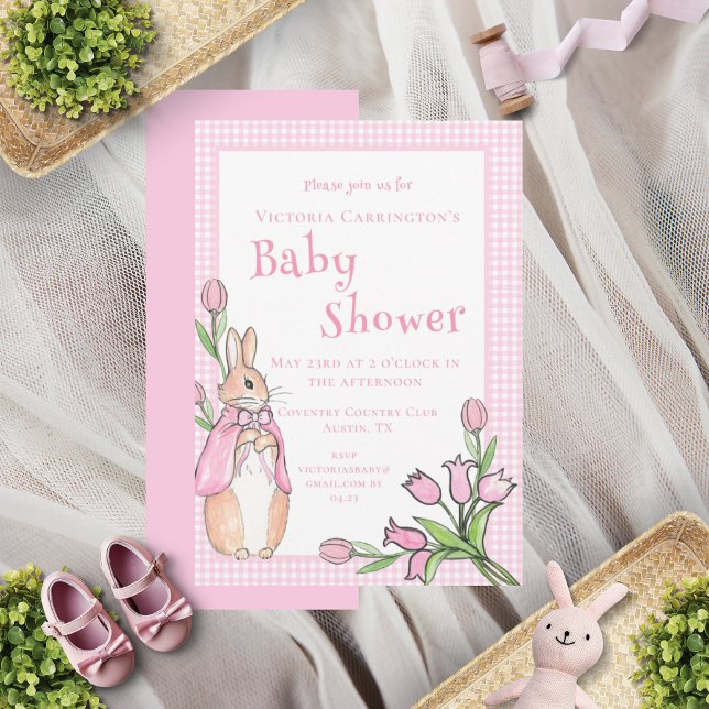 Pink Beatrix Potter Animal Theme Baby Shower Invitation (Creator Uploaded)
