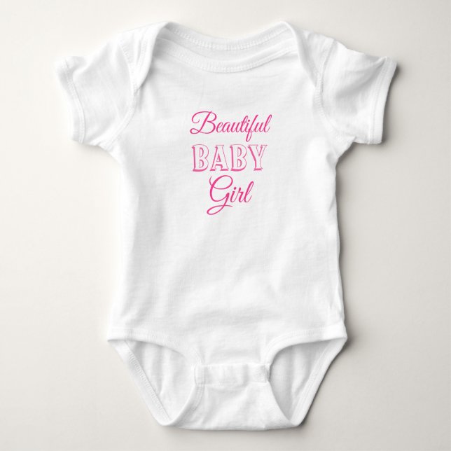 Pink Beautiful Baby Girl Baby Bodysuit (Front)
