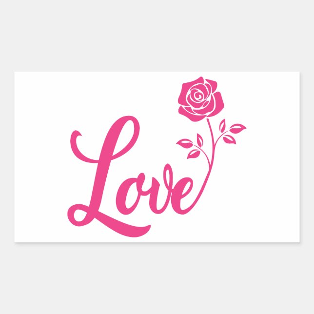 Pink Beautiful Rose Love Rectangular Sticker (Front)