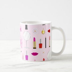Pink Beauty and Makeup Pattern Coffee Mug