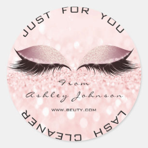 Pink Beauty Glitter Blush Lashes Makeup Cleaner Classic Round Sticker