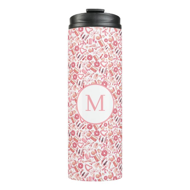 Pink Beauty & Makeup Seamless Pattern Girly  Thermal Tumbler (Front)