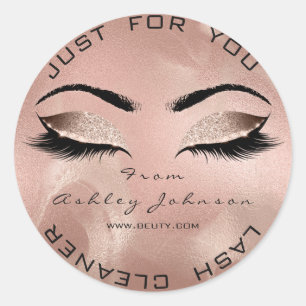 Pink Beauty Salon Glitter Silk Gold Lash Cleaner Classic Round Sticker