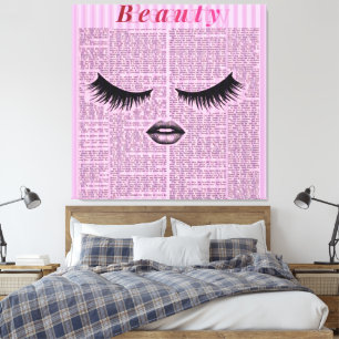 Pink Beauty Stretched Canvas Wall Art   Feminine 