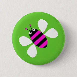 Pink Bee 6 Cm Round Badge