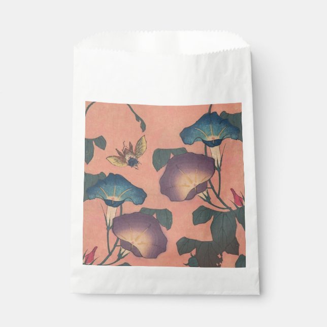 Pink Bee Flower Classic Hokusai Art Favour Bags (Front)
