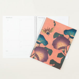 Pink Bee Flower Classic Hokusai Art Planner