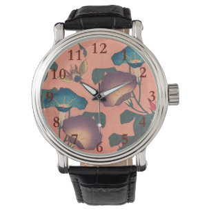 Pink Bee Flower Classic Hokusai Art Watch