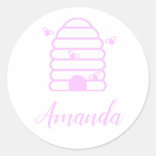 Pink Bee Hive Sticker Envelope Seals