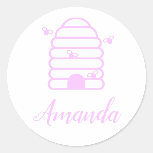 Pink Bee Hive Sticker Envelope Seals (Front)