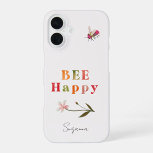Pink Bee Inspirational Quote Boho Personalise Name iPhone 16 Case