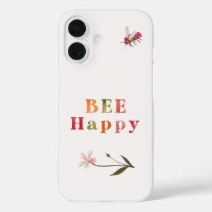 Pink Bee Inspirational Quote Flower Boho iPhone 16 Case