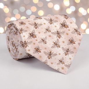 Pink Bee Pattern Custom Necktie