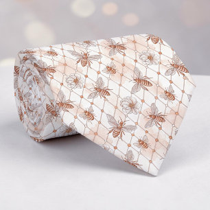 Pink Bee Pattern Custom Necktie