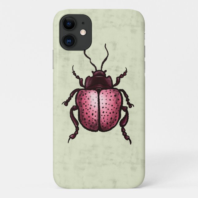 Pink Beetle Cute Bug Art - Insect Lover Case-Mate iPhone Case (Back)
