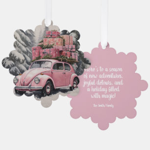 Pink Beetle Holiday Ornament & Gift Tag
