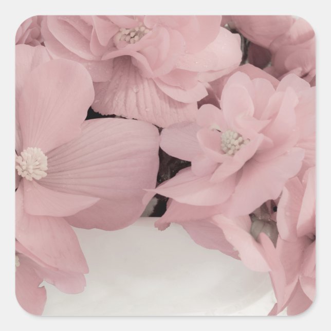Pink Begonias Square Sticker (Front)