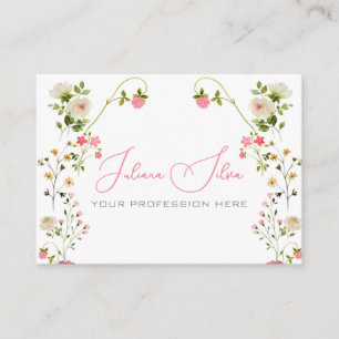 Pink Beige Aesthetic Floral Watercolor  Business Card