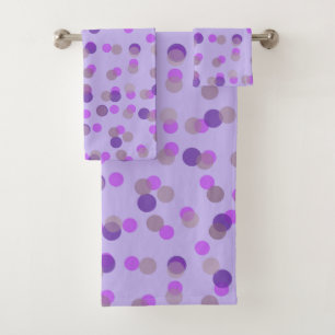 pink, beige and purple dots bath towel set