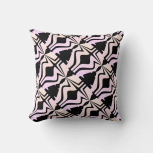 Pink Beige Black Slanted Abstract Sound Waves Cushion