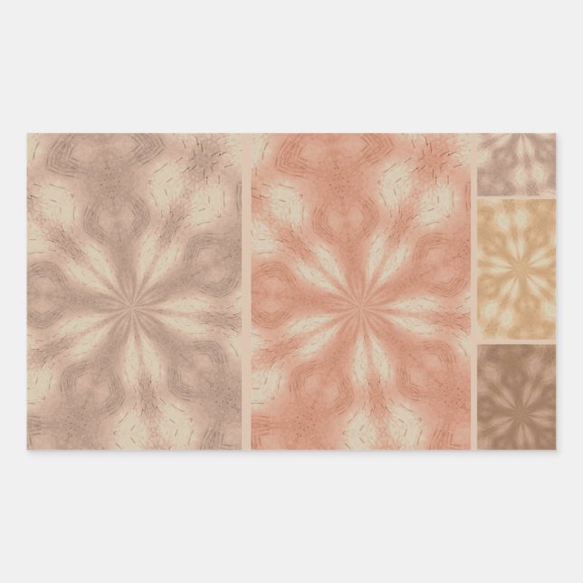 Pink Beige Brown Pattern Rectangular Sticker (Front)
