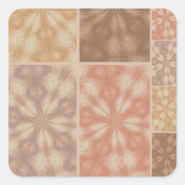 Pink Beige Brown Pattern Square Sticker (Front)