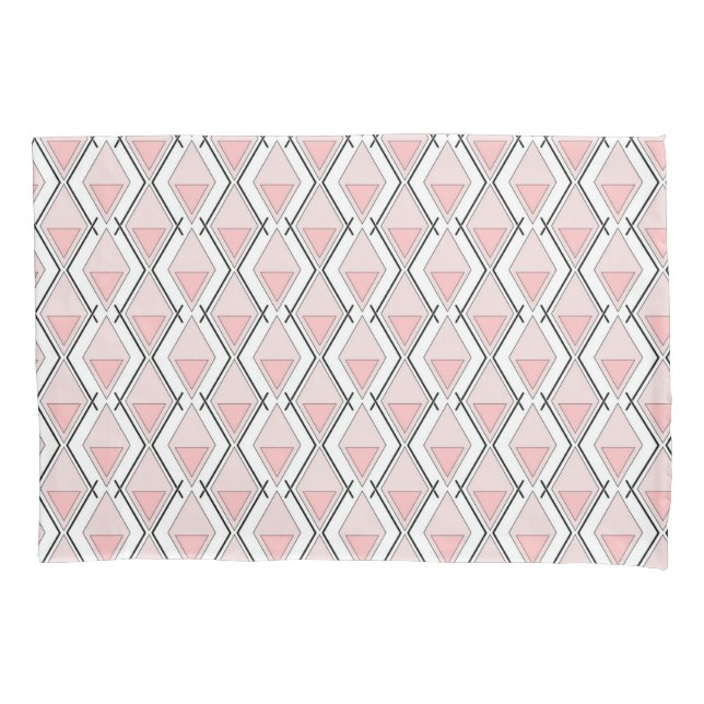 Pink beige geometric pattern pillowcase (Front)
