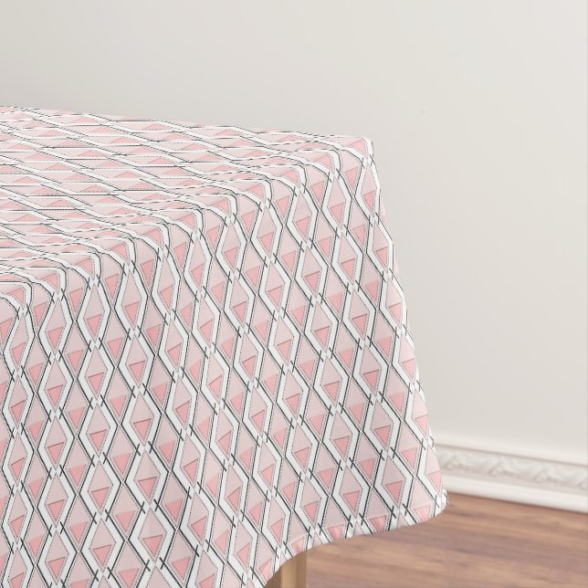 Pink beige geometric pattern tablecloth (In Situ)