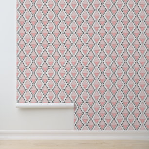 Pink beige geometric pattern wallpaper