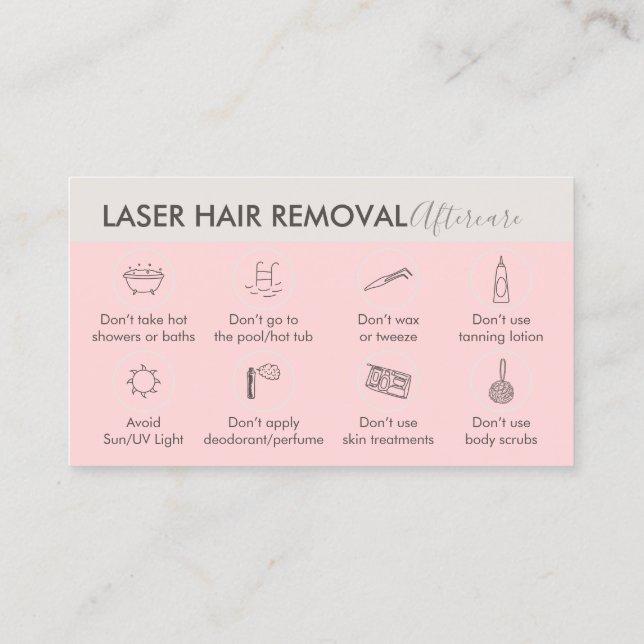 Pink Beige Laser Hair Removal Aftercare Business Card (Back)