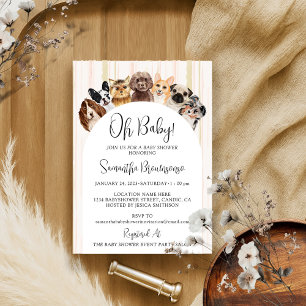 Pink Beige Oh Baby Dogs Invitation