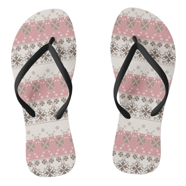 Pink beige ornament jandals (Footbed)