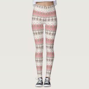 Pink beige ornament leggings